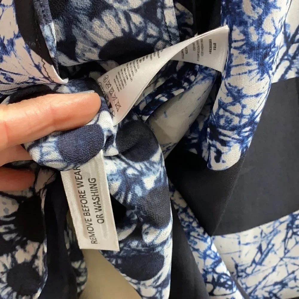 Michael Kors Navy Printed Flutter Halter Dress Size Small